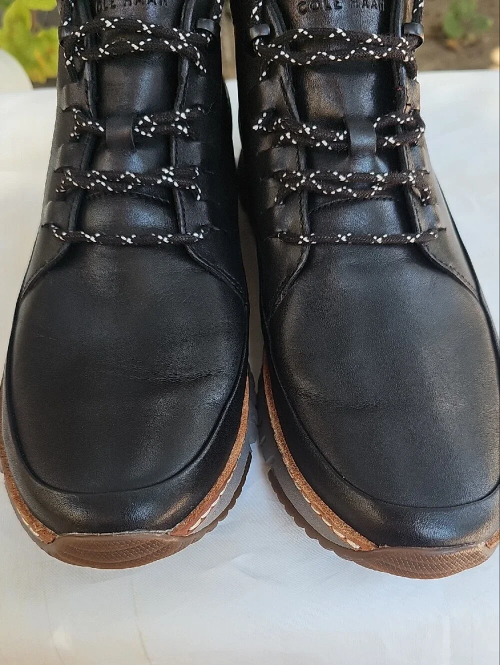 Cole Haan Black Leather Chukka Boots with Tan Accents